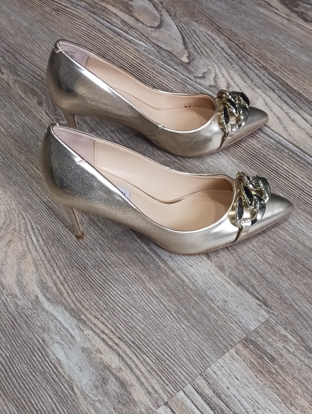 Steve Madden Laletta Chainlink Pymp Gold Pointed Toe Chain-Accent